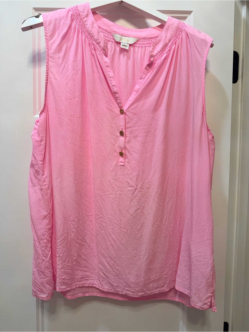 Lilly Pulitzer Pink Sleeveless V-Neck Blouse XL